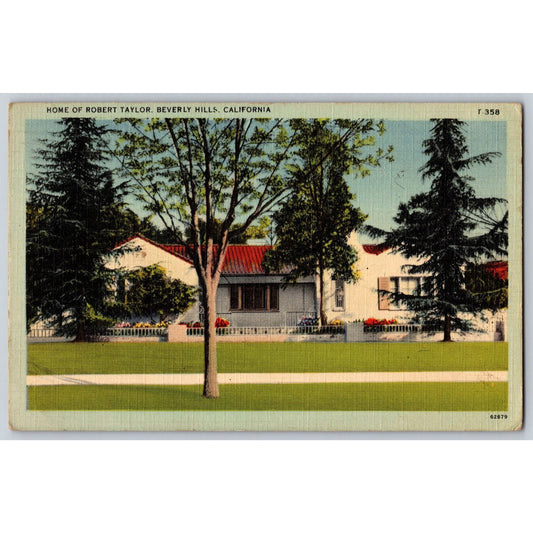 Beverly Hills CA California Home of Robert Taylor Divided Back Postcard Used