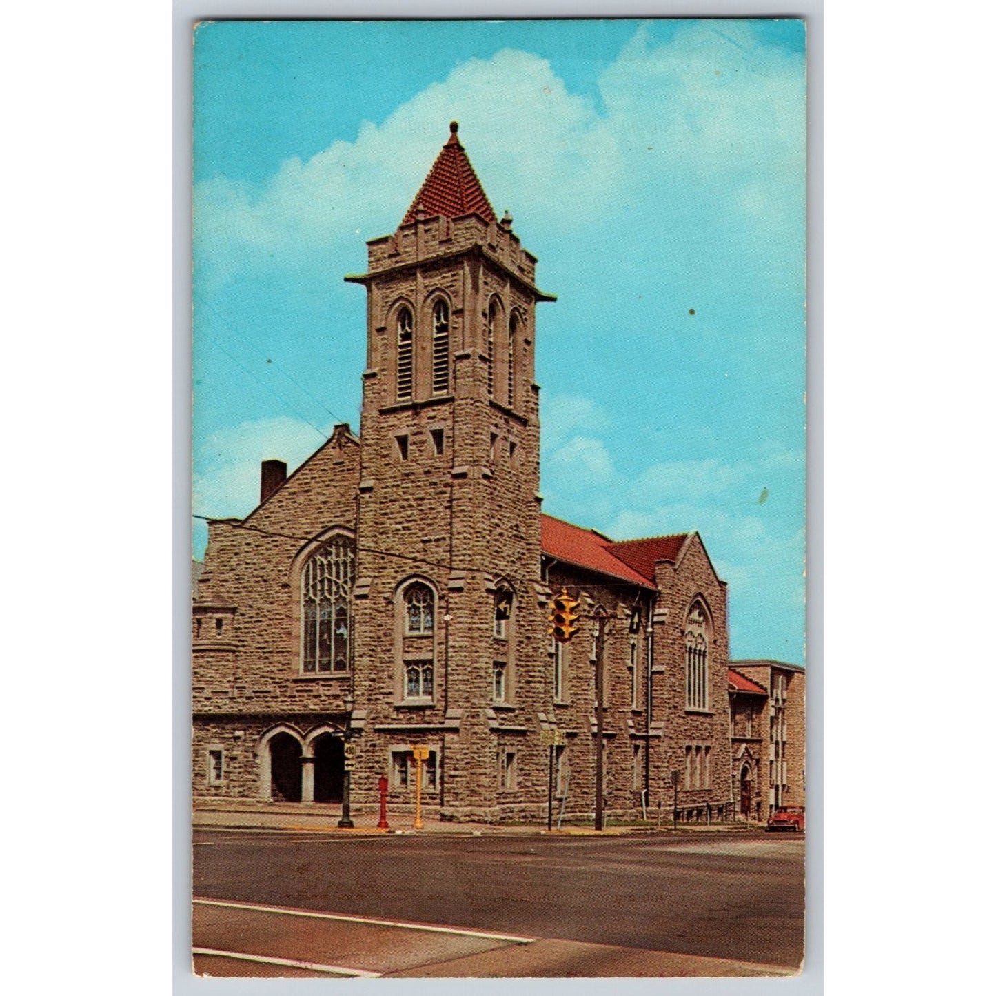 Mansfield OH Ohio First Methodist Church on Square Chrome Postcard Unused