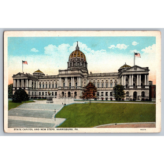Harrisburg PA Pennsylvania State Capitol White Border Postcard J.B. Hoffman