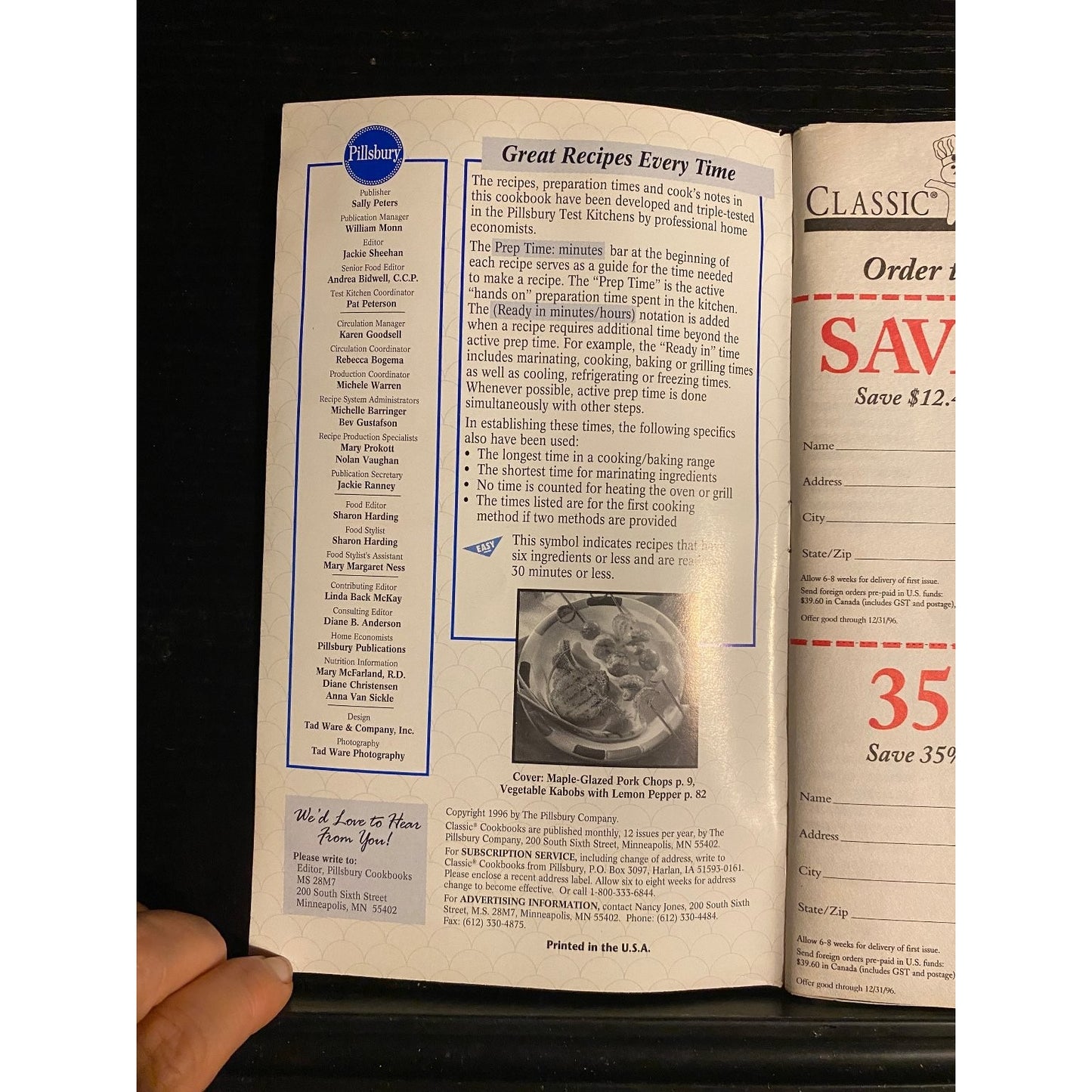 Pillsbury Classic Cookbook Booklet June 1996 #184 Grilling & Picnics Recipe