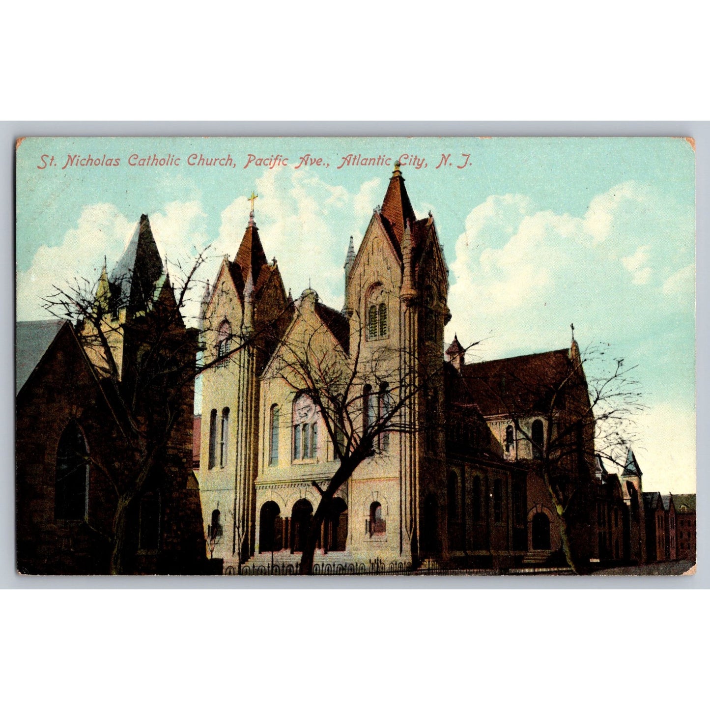 Atlantic City NJ New Jersey St. Nicholas Catholic Church 1909 Postcard Used