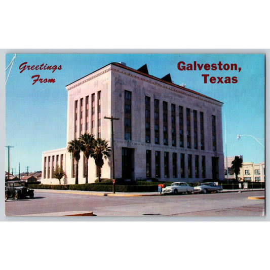 Galveston TX Texas US Post Office & Court House Chrome Postcard Unused