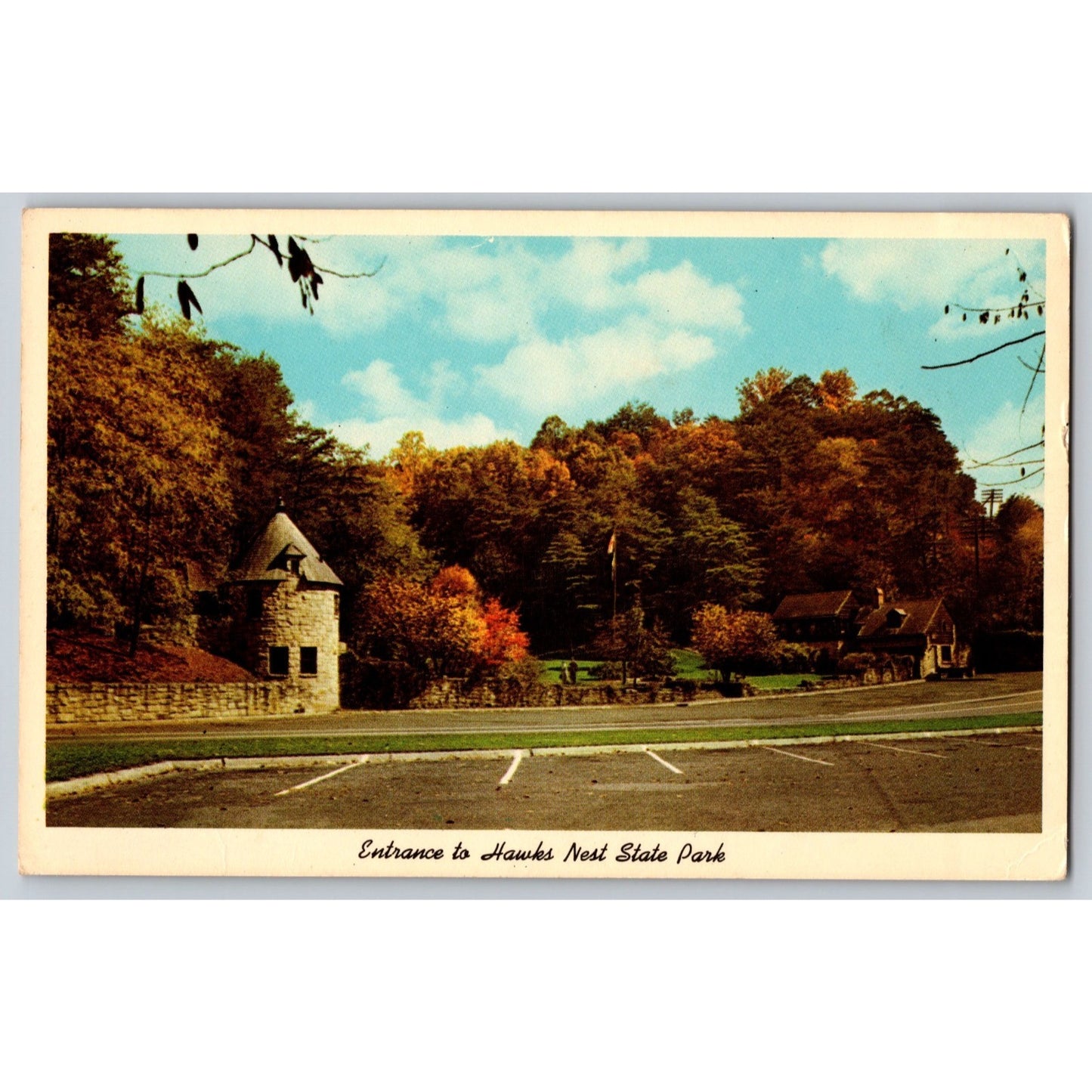 Ansted WV West Virginia Hawks Nest State Park Entrance Chrome Postcard Unused