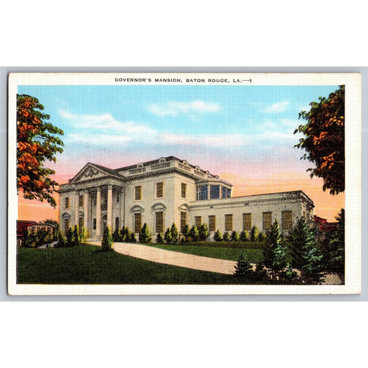 Baton Rouge LA Louisiana Governor's Mansion White Border Postcard Unused
