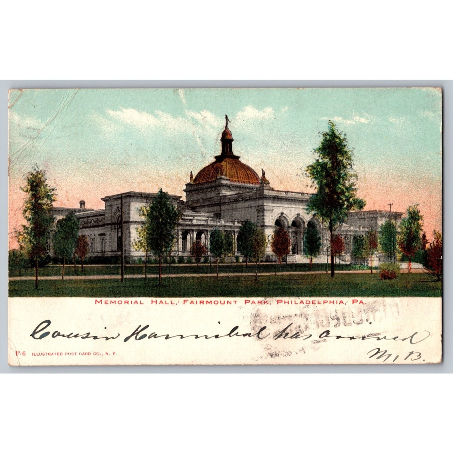 Philadelphia PA Pennsylvania Memorial Hall Fairmount Park 1907 Postcard