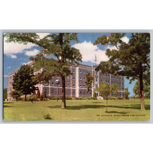 Savannah MO Missouri Dr. Nichols Sanatorium For Cancer Linen Postcard Unused