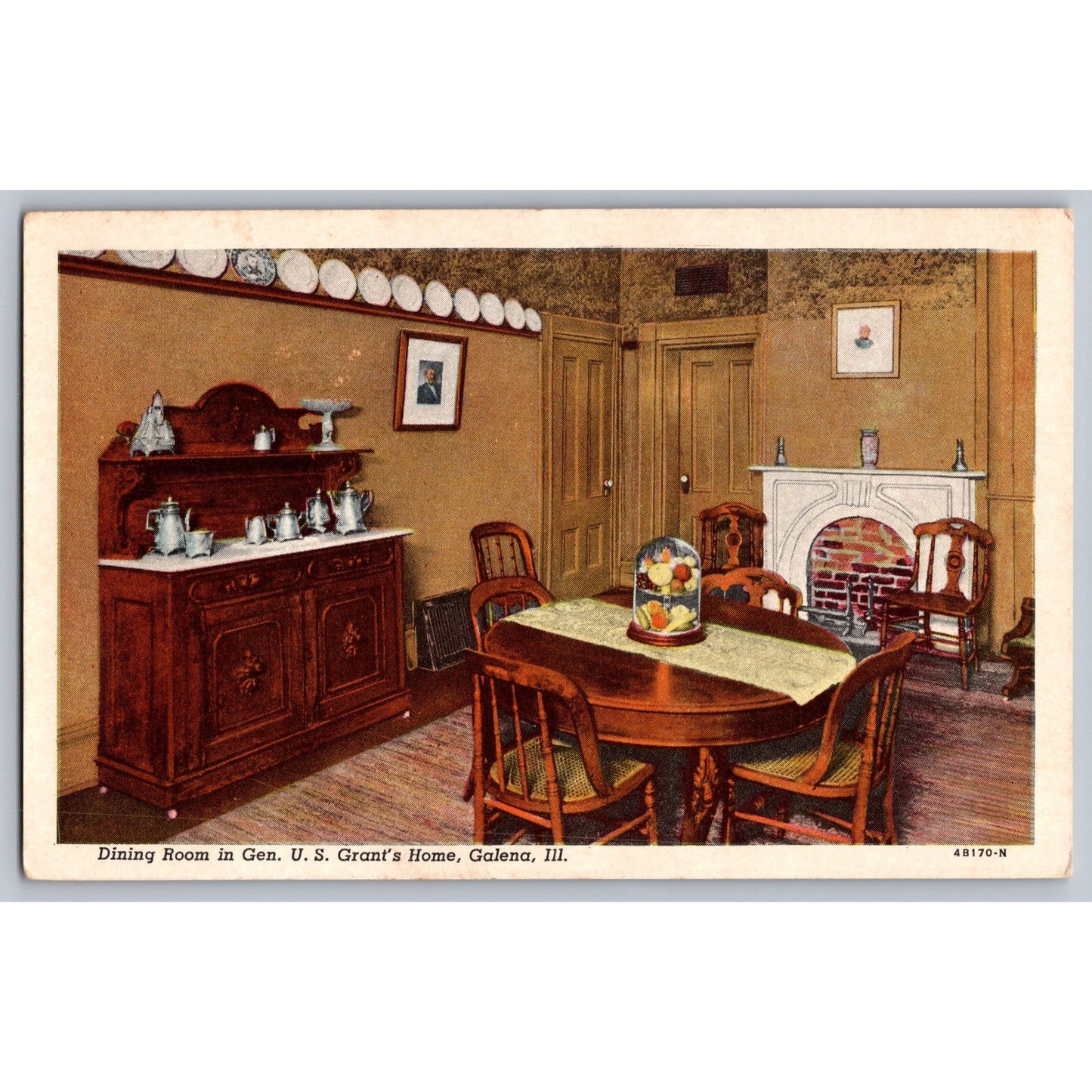 Galena IL Illinois General US Grant's Home Dining Room White Border Postcard
