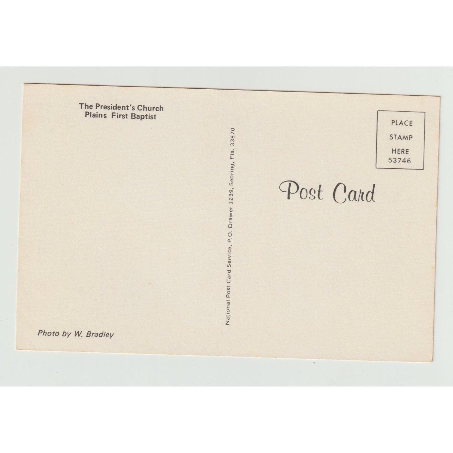 Postcard GA Georgia Plains First Baptist Church - Jimmy Carter Chrome Unused