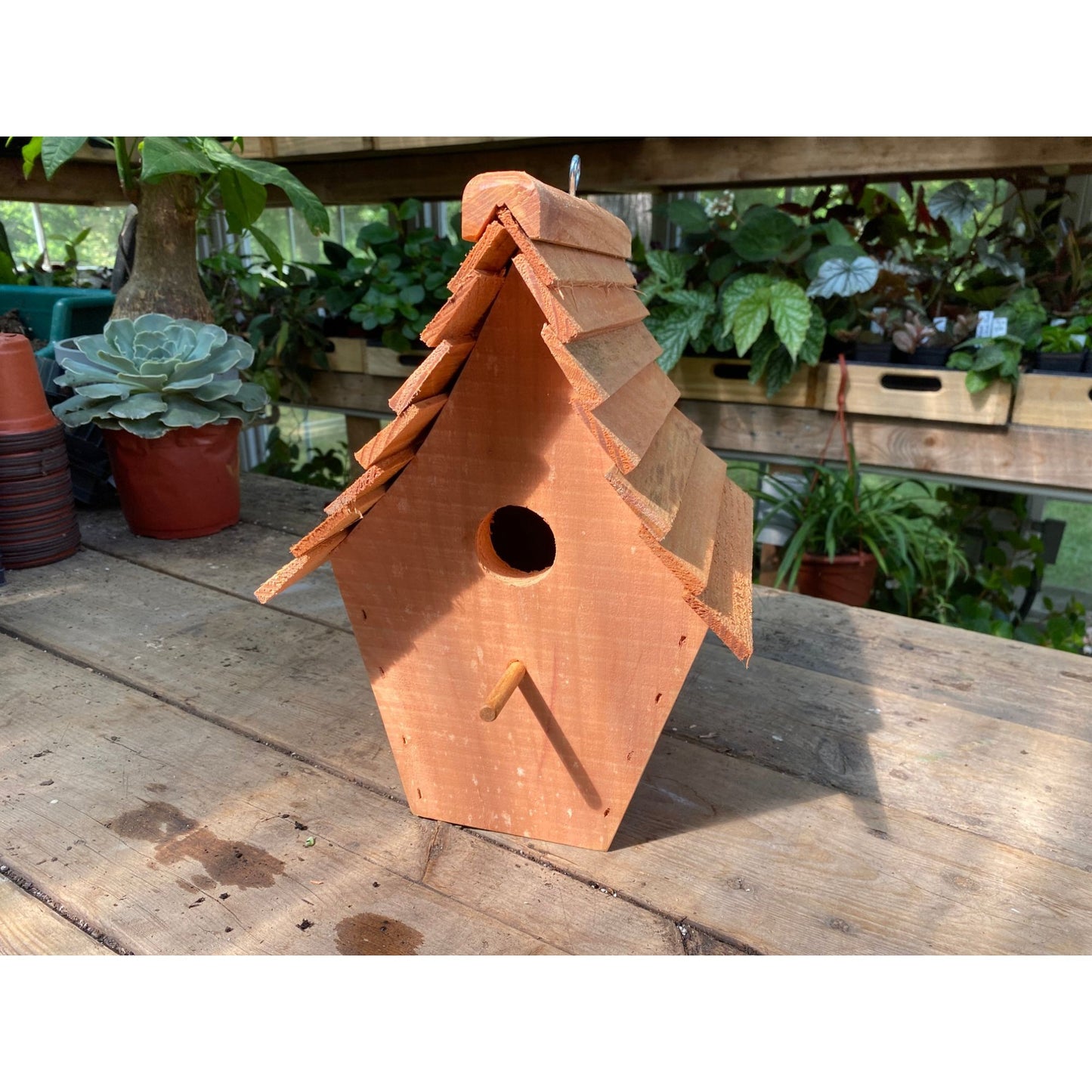 Handmade Birdhouse for Outdoor Use - Pumpkin Spice Milk Paint and Stained Roof