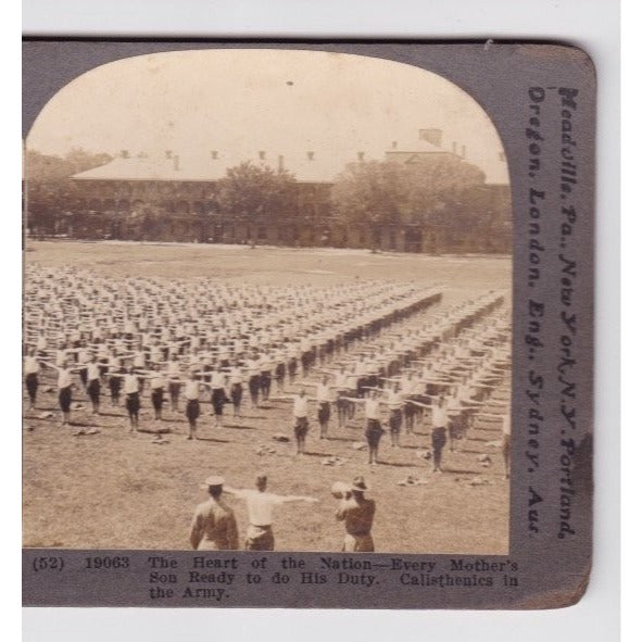 Calisthenics in the Army Stereoview Keystone View Co. Early 1900s Military