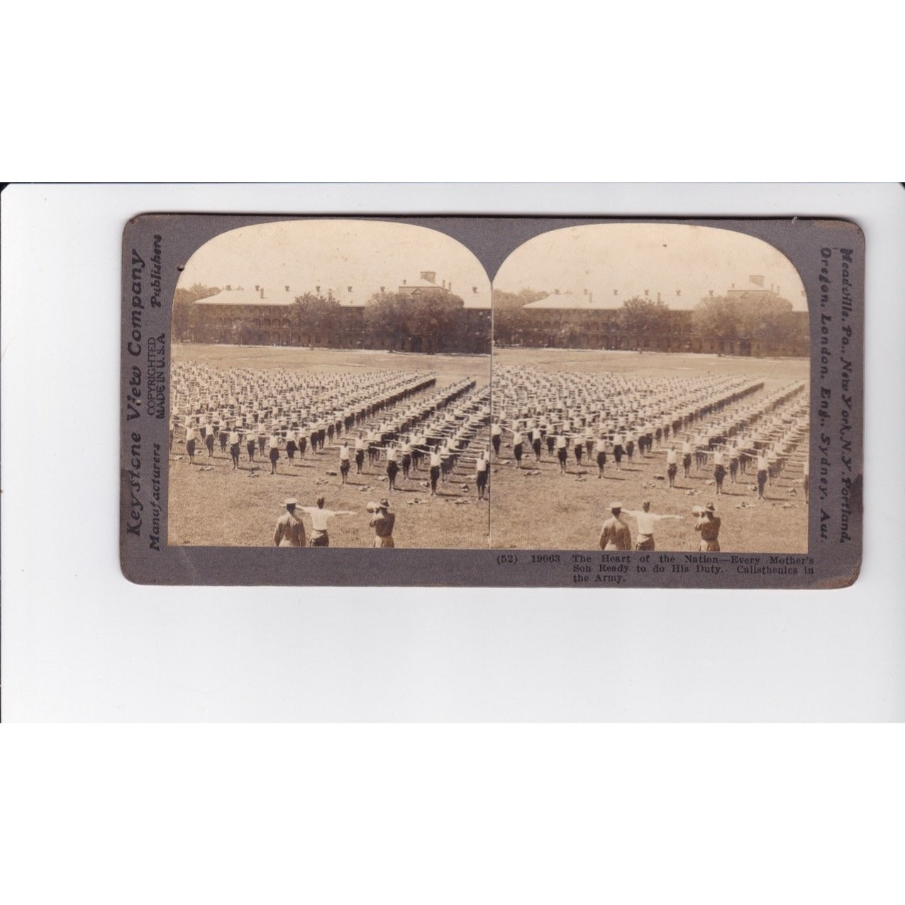 Calisthenics in the Army Stereoview Keystone View Co. Early 1900s Military