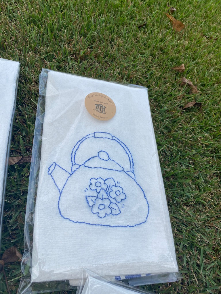 Hand Embroidered Flour Sack Dish Cloth