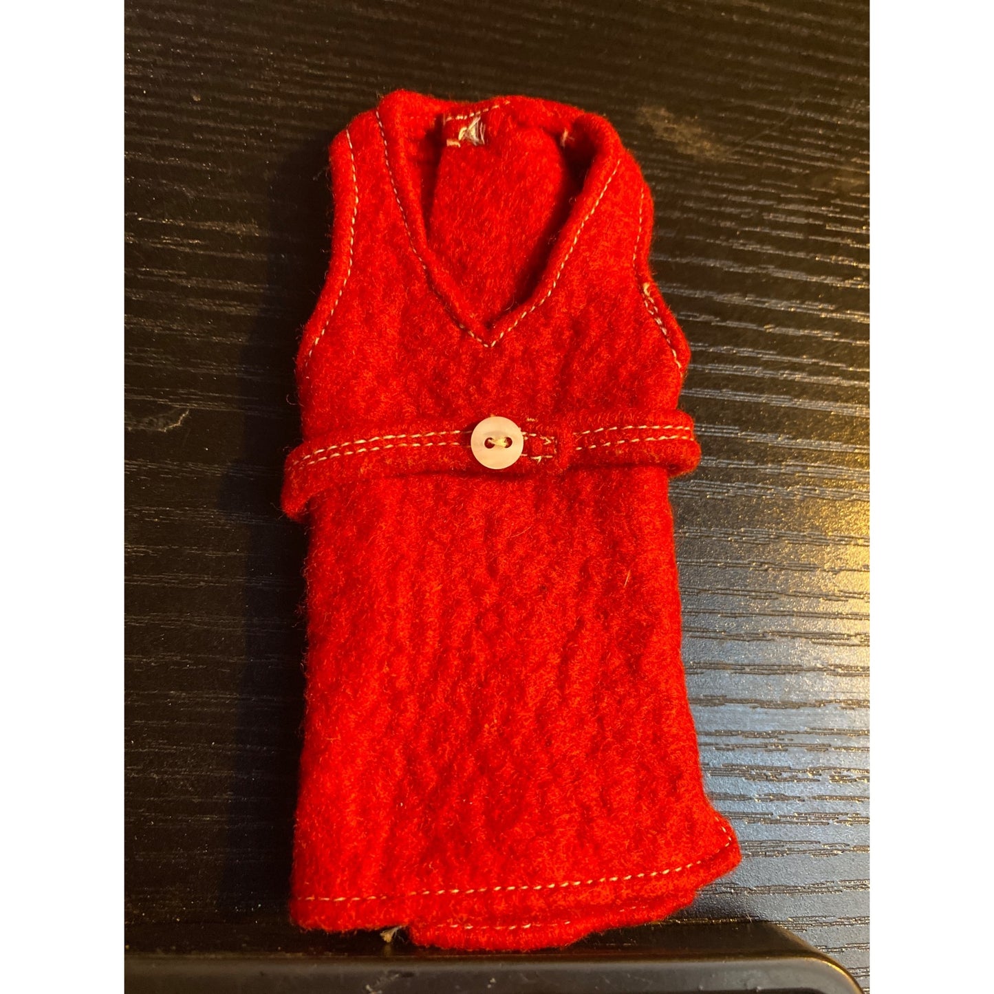 Barbie Fashion Doll Red Felt Dress Handmade Jumper Dress