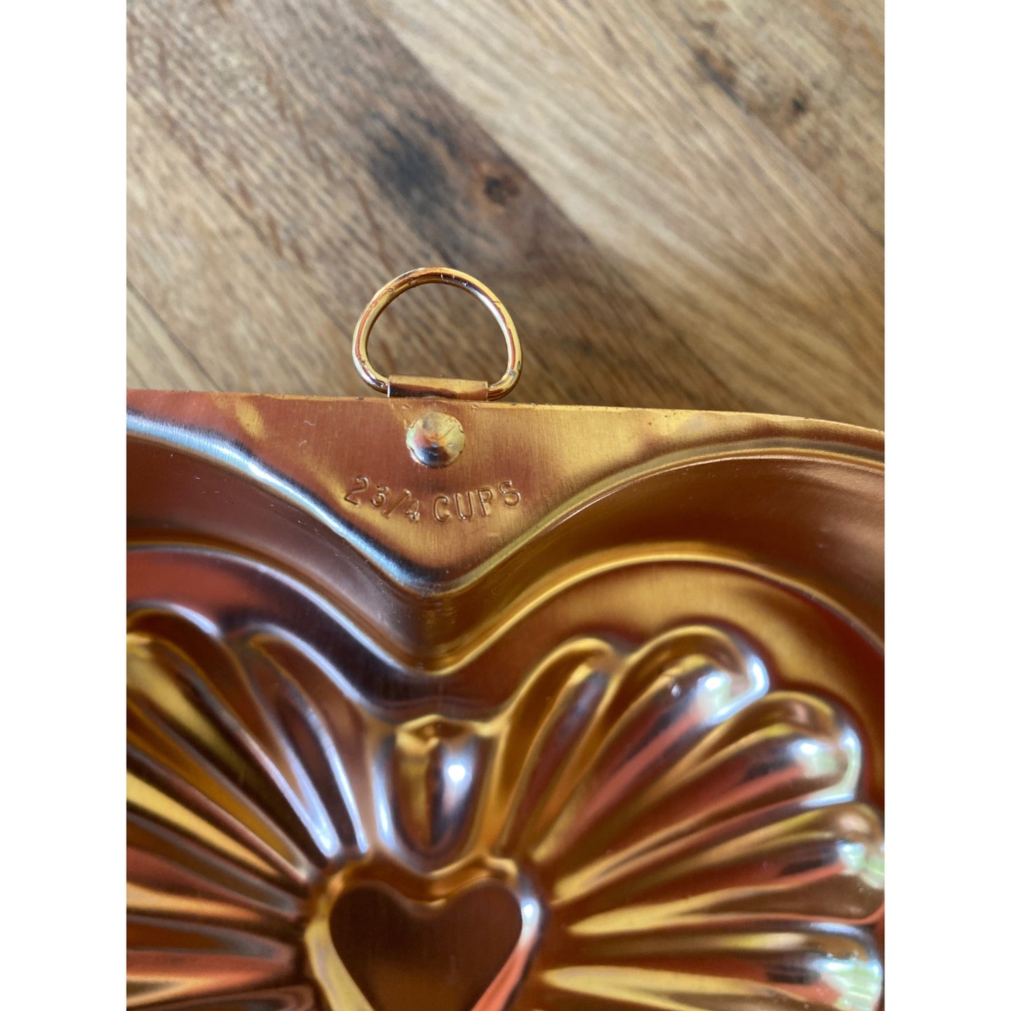 Copper Tone Jello Food Mold Heart Shaped Pan 2 3/4 Cup Decorative Or Baking Use
