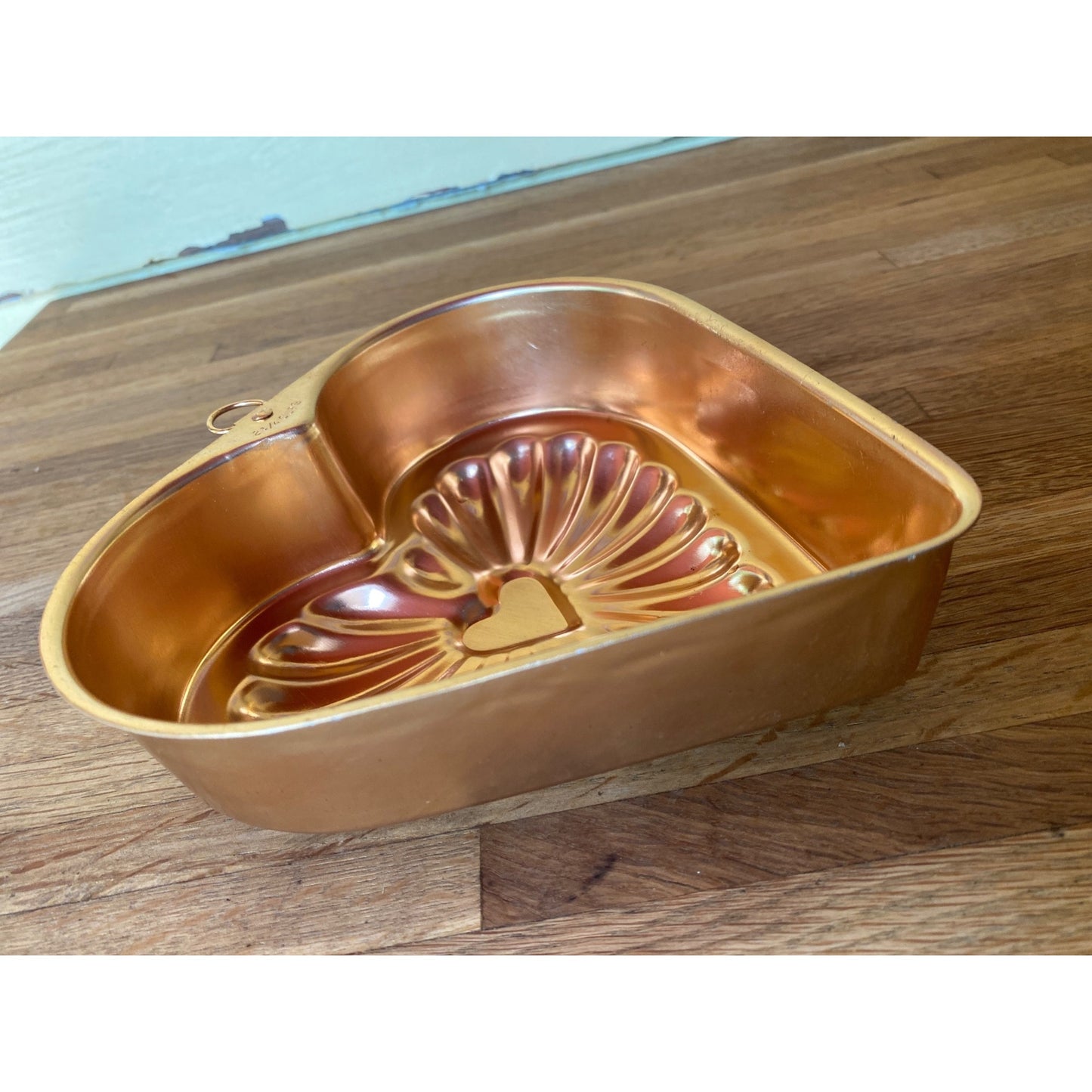 Copper Tone Jello Food Mold Heart Shaped Pan 2 3/4 Cup Decorative Or Baking Use