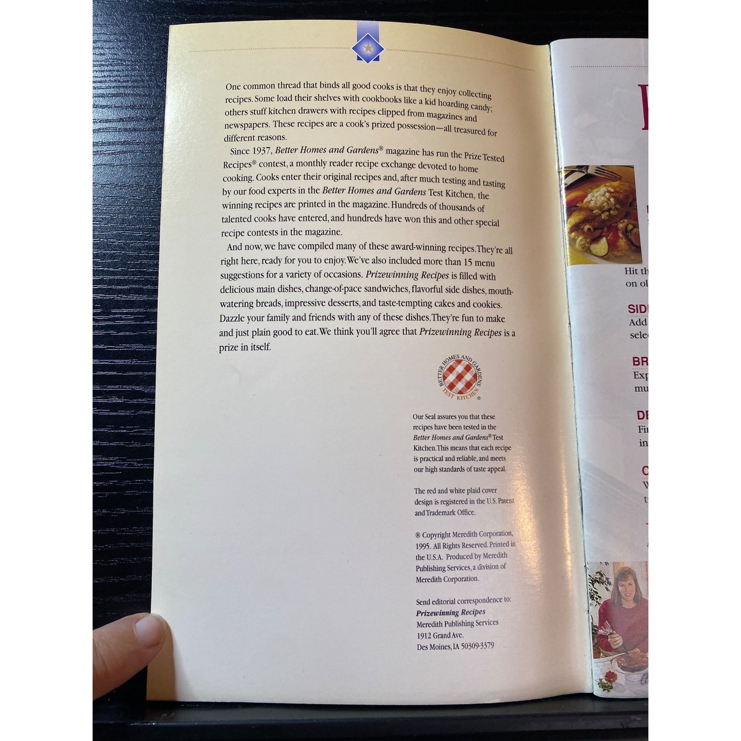 Better Homes & Gardens Prizewinning Recipes Cookbook Booklet