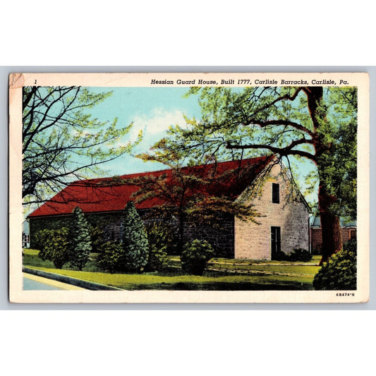 Carlisle PA Pennsylvania Hessian Guard House Barracks White Border Postcard Used
