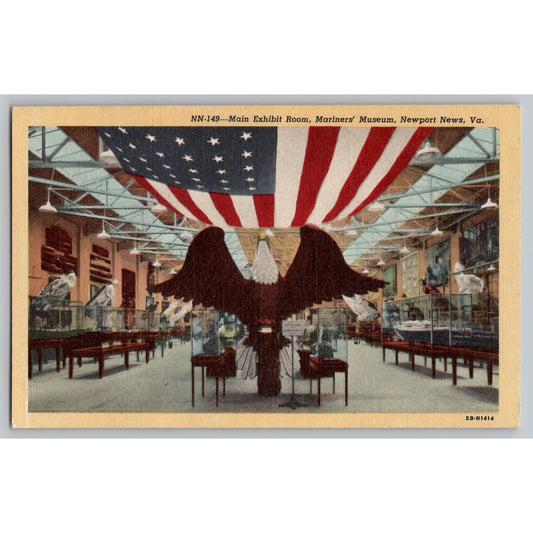 Newport News VA Virginia Mariners Museum Main Exhibit Room White Border Postcard