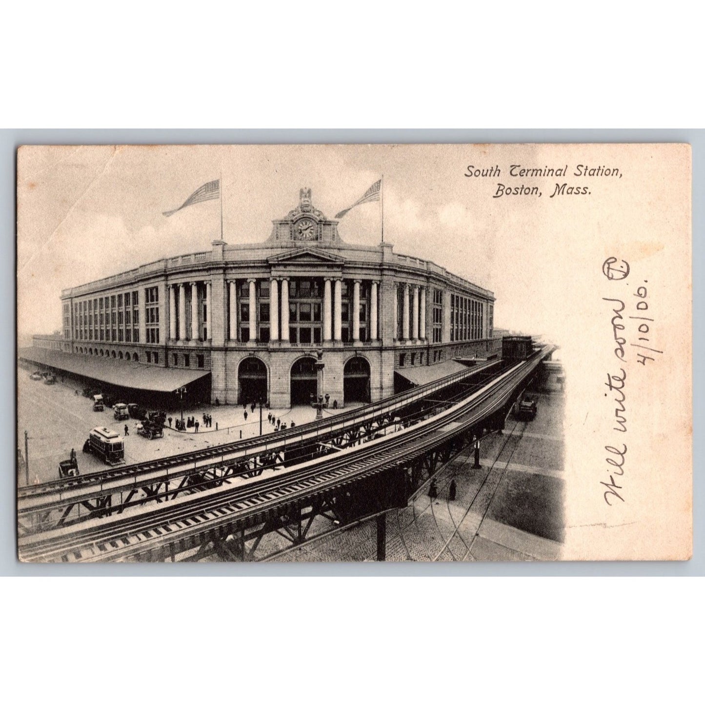 Boston MA Massachusetts South Terminal Station 1906 Undivided Back Postcard Used