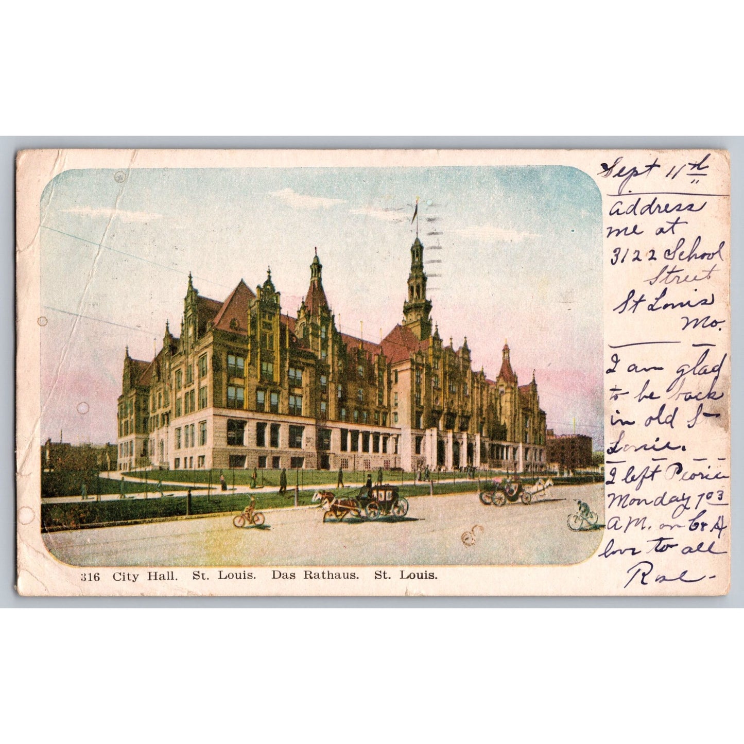 St Louis MO Missouri City Hall 1906 Undivided Back Postcard Used