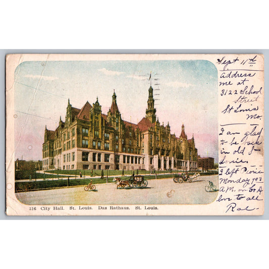 St Louis MO Missouri City Hall 1906 Undivided Back Postcard Used