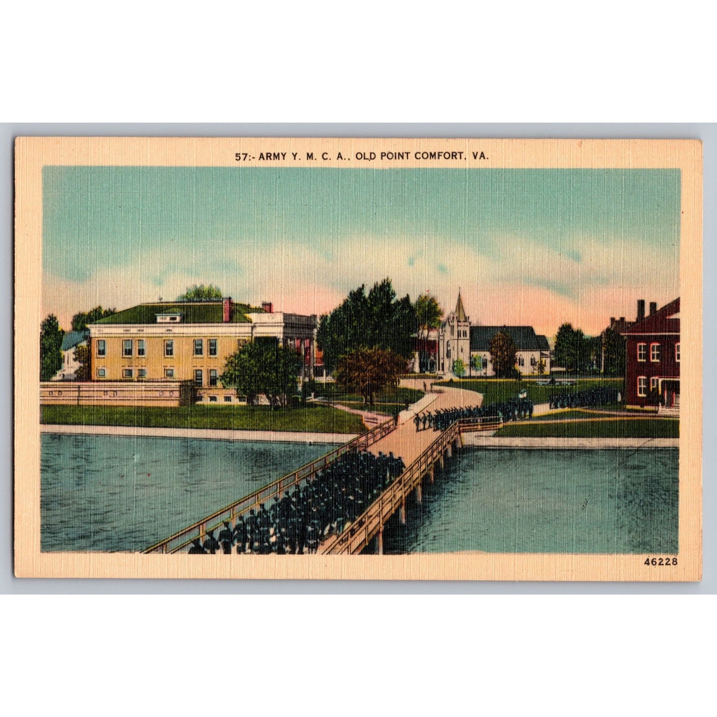 Old Point Comfort VA Virginia Army YMCA White Border Postcard Unused