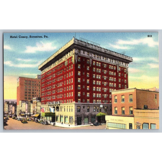 Scranton PA Pennsylvania Hotel Casey Linen Postcard Mebane Greeting Card Co
