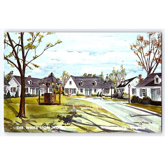 Williamsburg VA Virginia White Lion Motel Watercolor Postcard 1950s