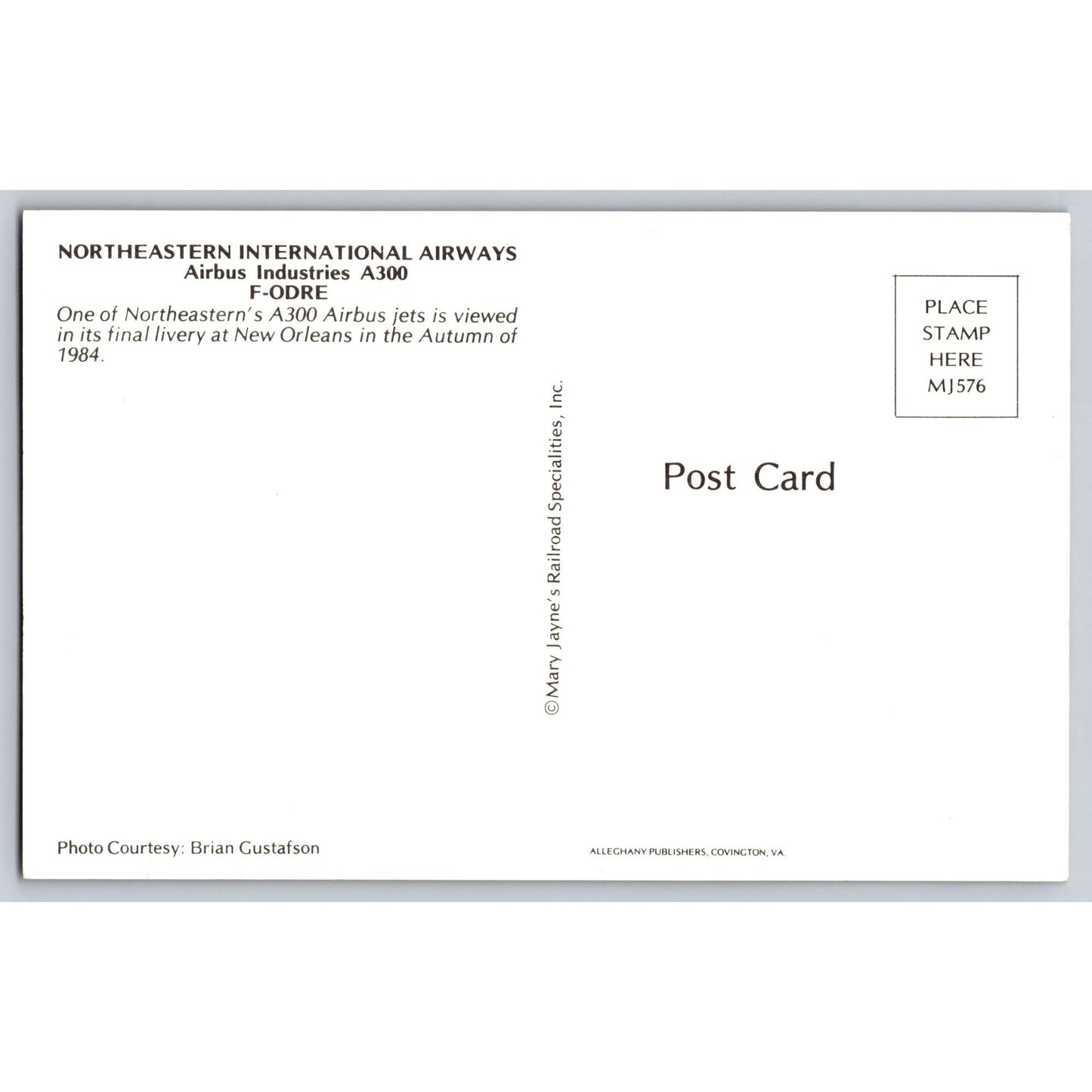 New Orleans LA Northeastern International Airways Airbus A300 Postcard Airline