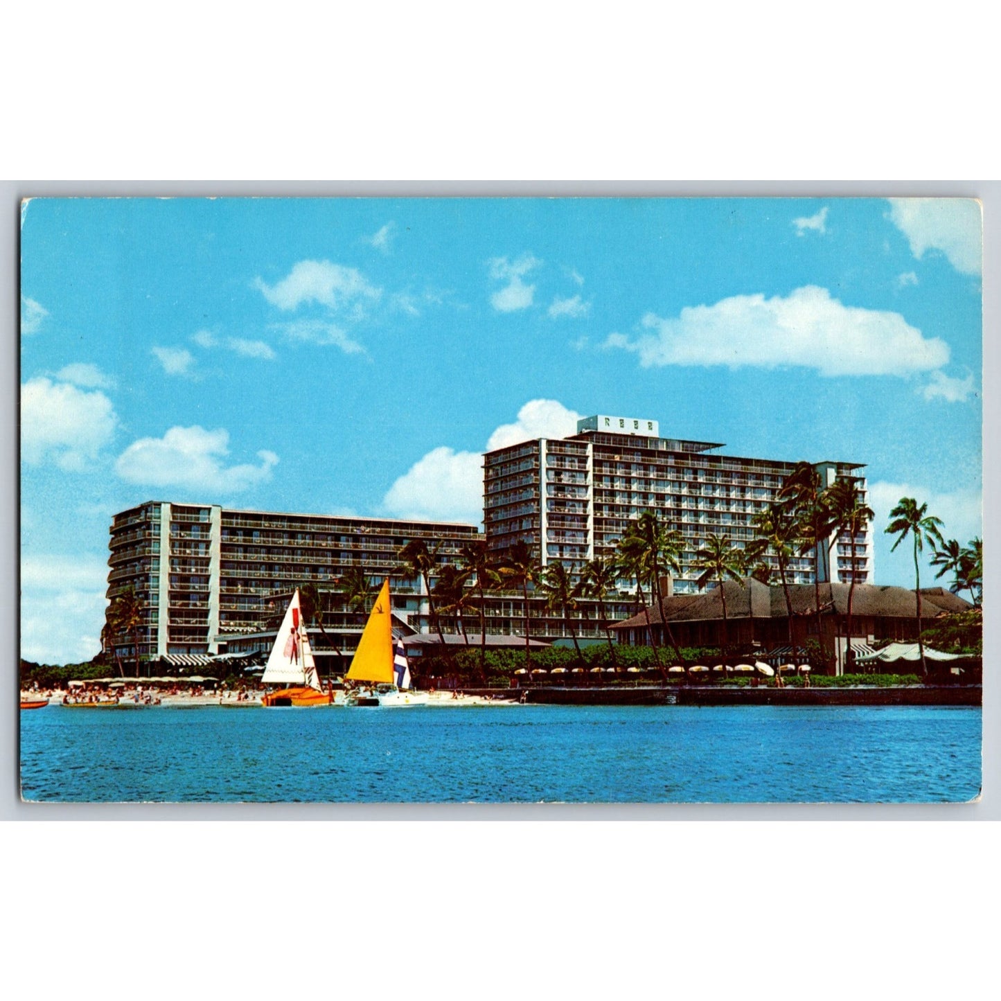 Waikiki HI Hawaii Reef Hotel 1970s Chrome Postcard Unused