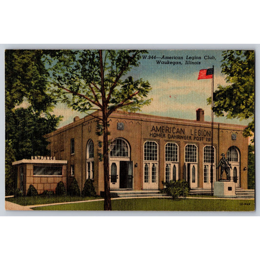 Waukegan IL Illinois American Legion Club Homer Dahringer 281 Linen Postcard