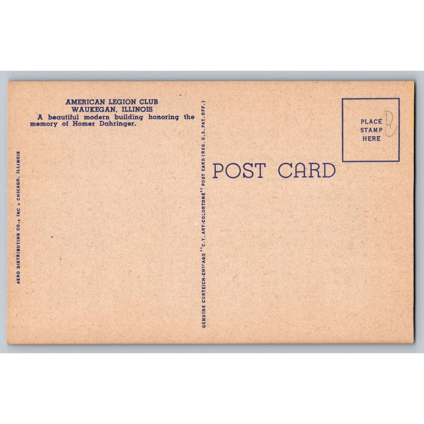Waukegan IL Illinois American Legion Club Homer Dahringer 281 Linen Postcard