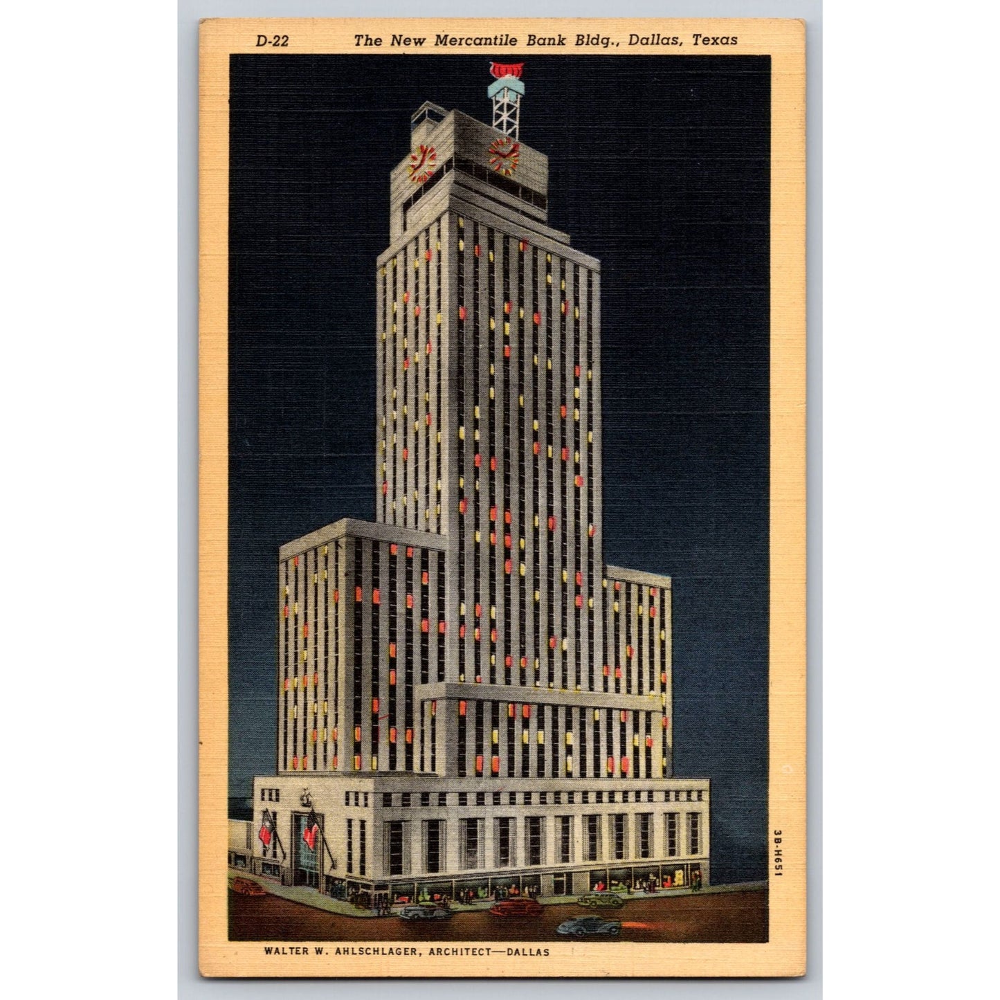 Dallas TX Texas The New Mercantile Bank Building White Border 1930s Postcard