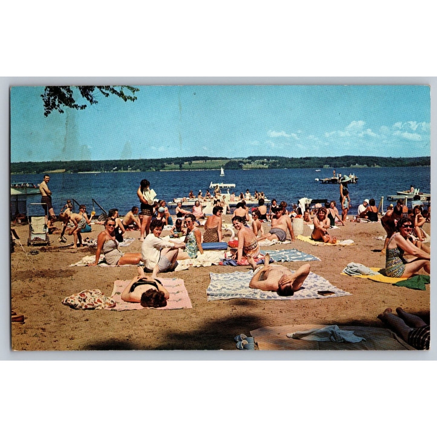 Chautauqua NY New York Bathing Beach 1973 Chrome Postcard Used