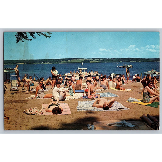 Chautauqua NY New York Bathing Beach 1973 Chrome Postcard Used