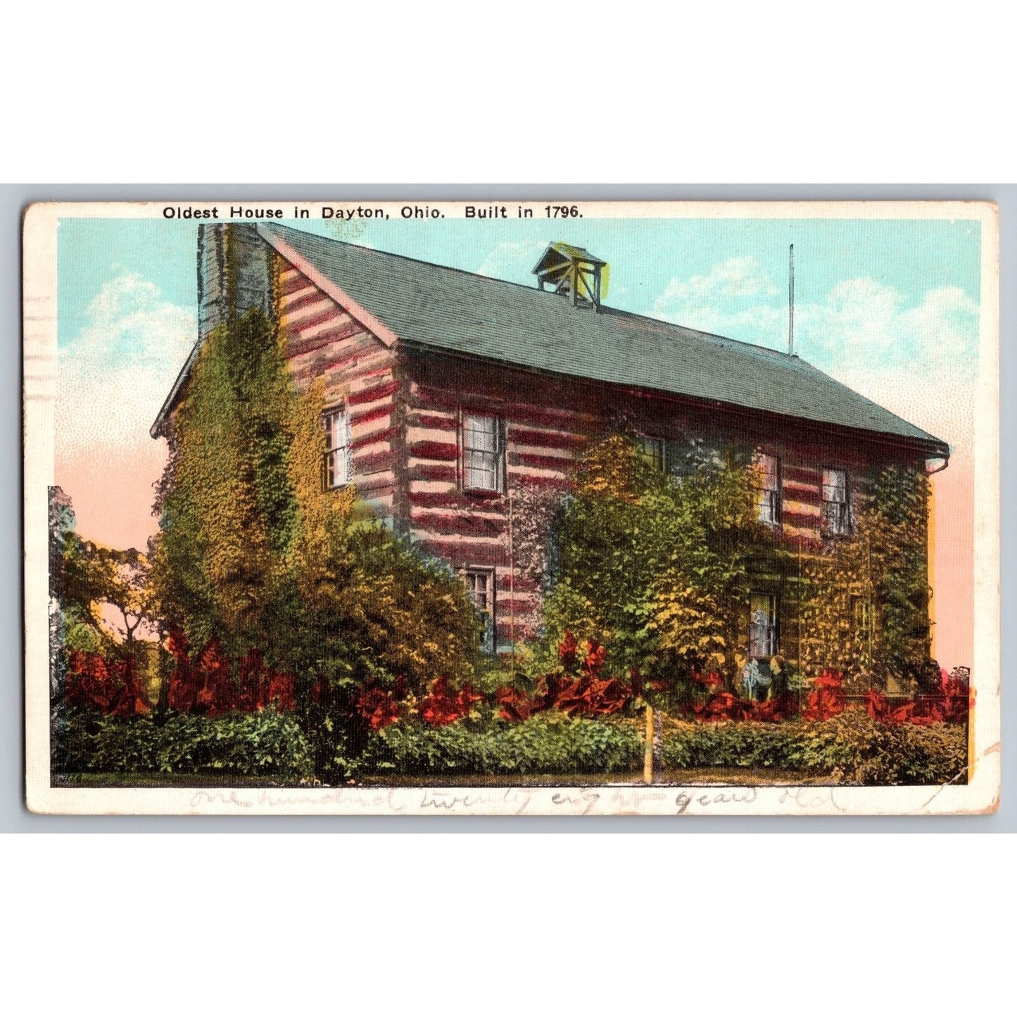 Dayton OH Ohio Oldest House Dayton 1924 White Border Postcard