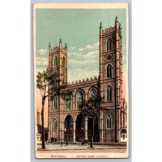 Montreal Canada Notre Dame Church White Border Postcard Printed in Prussia