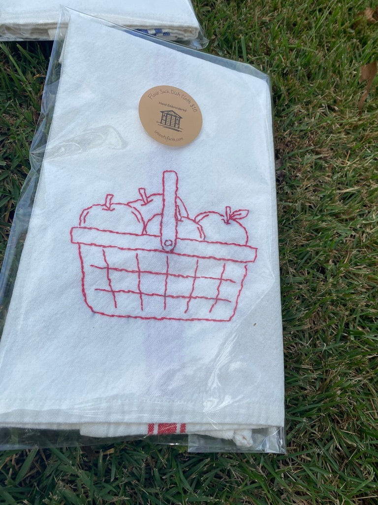 Hand Embroidered Flour Sack Dish Cloth