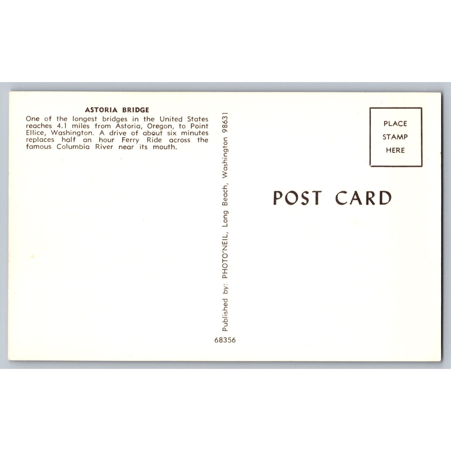Astoria OR Oregon Astoria Bridge Postcard Columbia River Chrome Postcard Unused