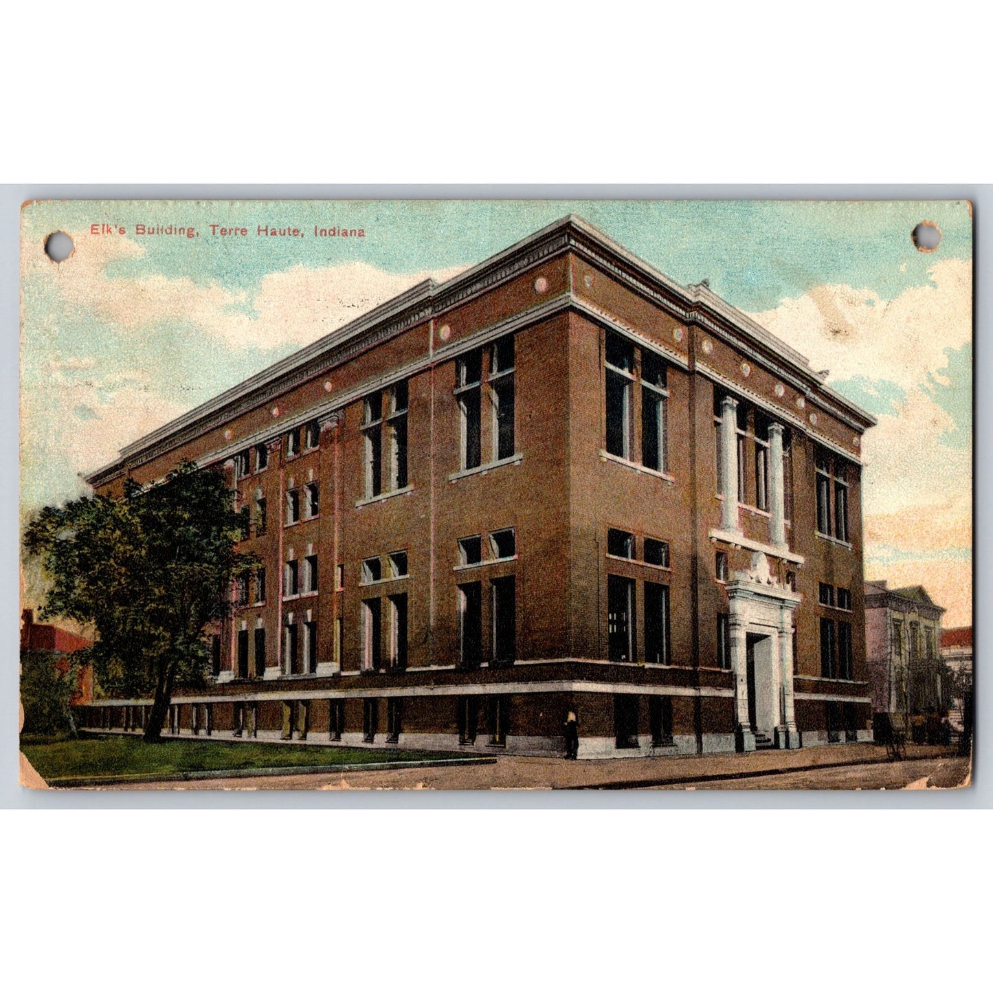 Terra Haute IN Indiana Elks Building 1909 Undivided Back Postcard Used