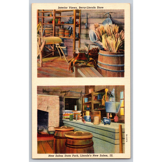 New Salem IL Illinois State Park Berry-Lincoln Store Interior Views Postcard