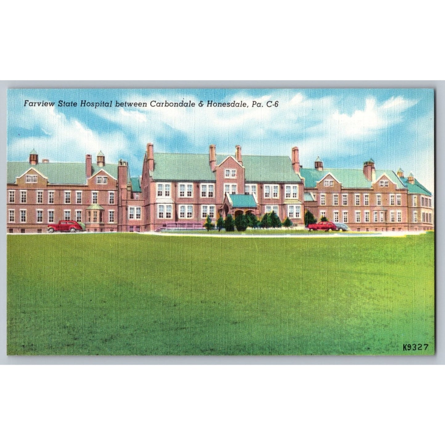 Carbondale Honesdale PA Pennsylvania Farview State Hospital 1940s Linen Postcard