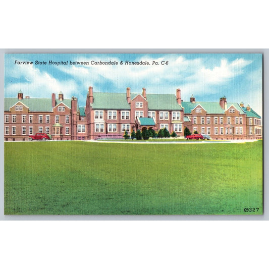 Carbondale Honesdale PA Pennsylvania Farview State Hospital 1940s Linen Postcard