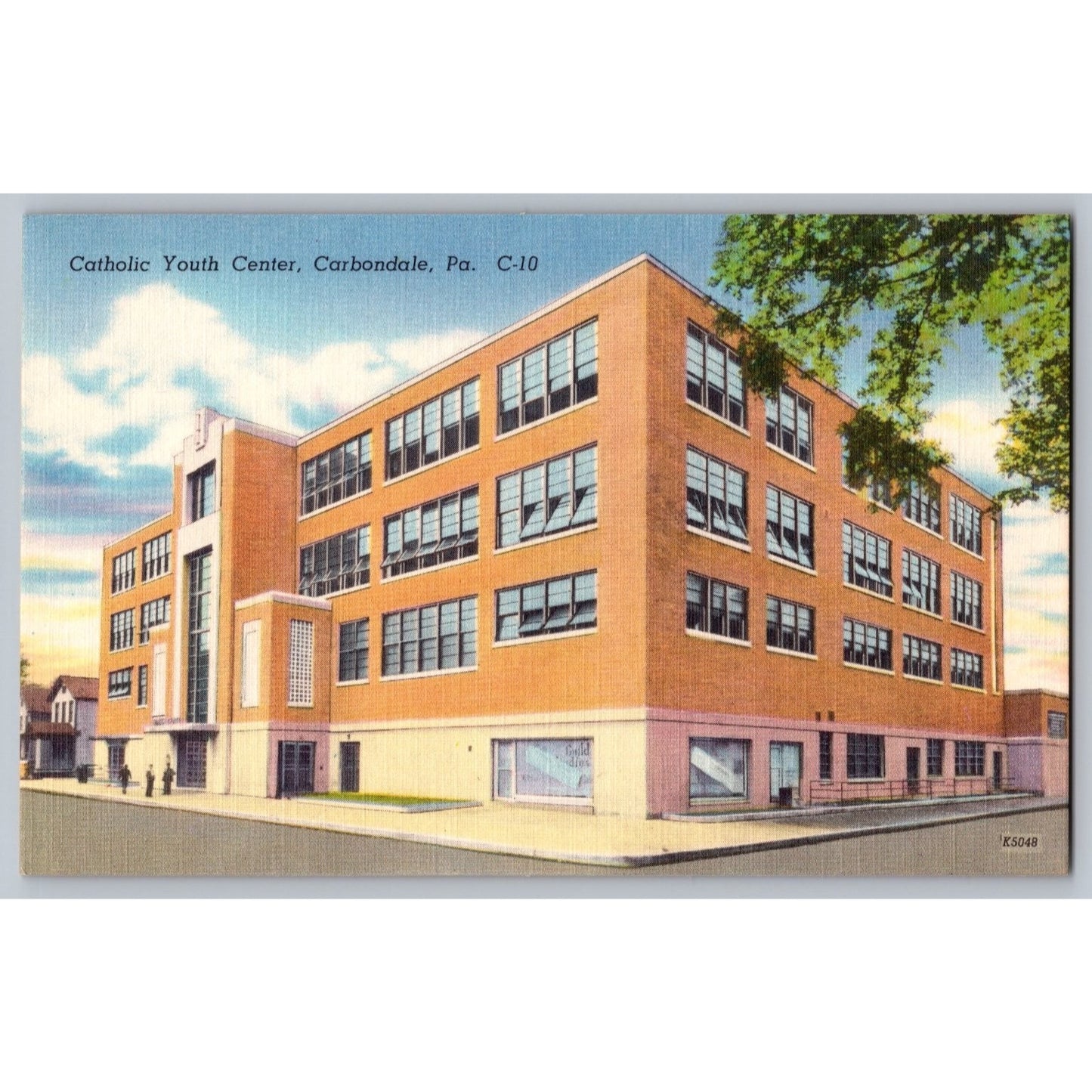 Carbondale PA Pennsylvania Catholic Youth Center Building Linen Postcard Unused
