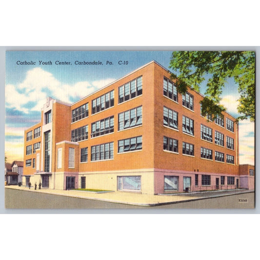 Carbondale PA Pennsylvania Catholic Youth Center Building Linen Postcard Unused