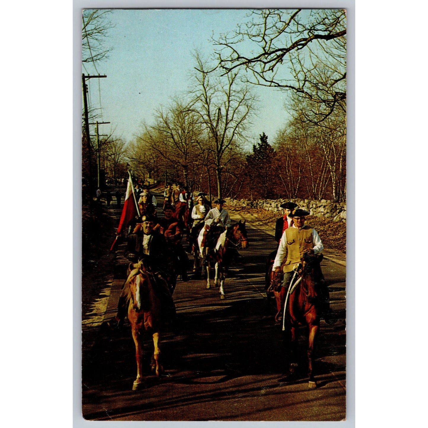 Sudbury MA Massachusetts American Revolution Bicentennial 1975 Postcard Reenactment