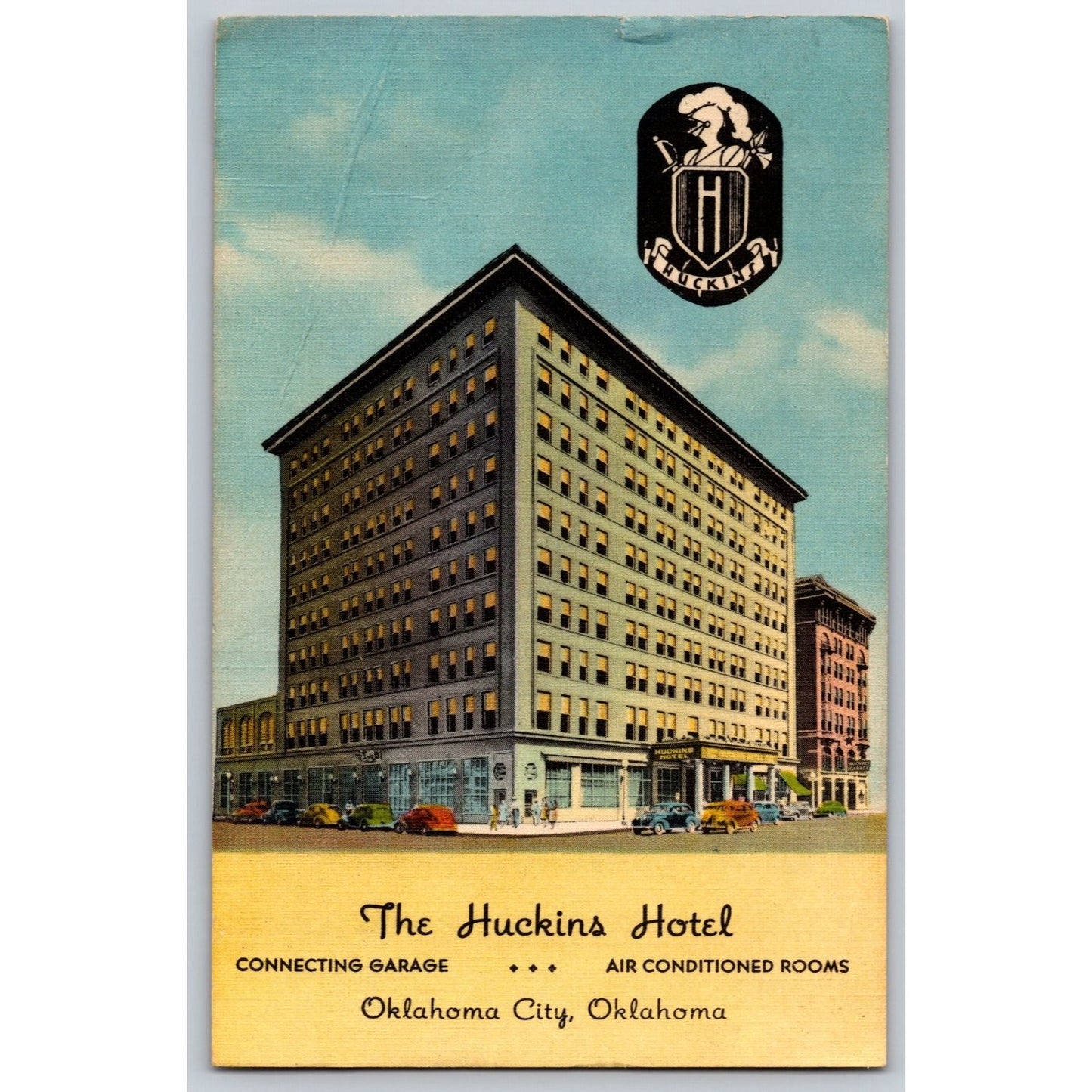Oklahoma City OK Huckins Hotel 1952 Linen Postcard Used