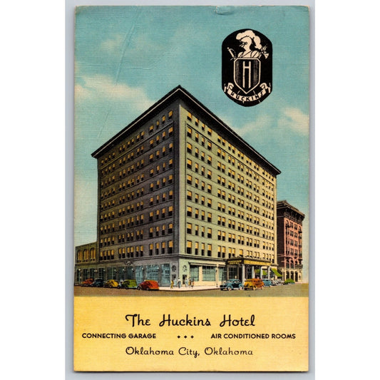 Oklahoma City OK Huckins Hotel 1952 Linen Postcard Used