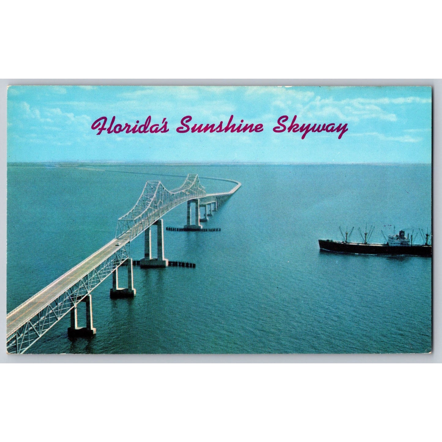Tampa Bay FL Florida Sunshine Skyway Bridge 1970s Chrome Postcard