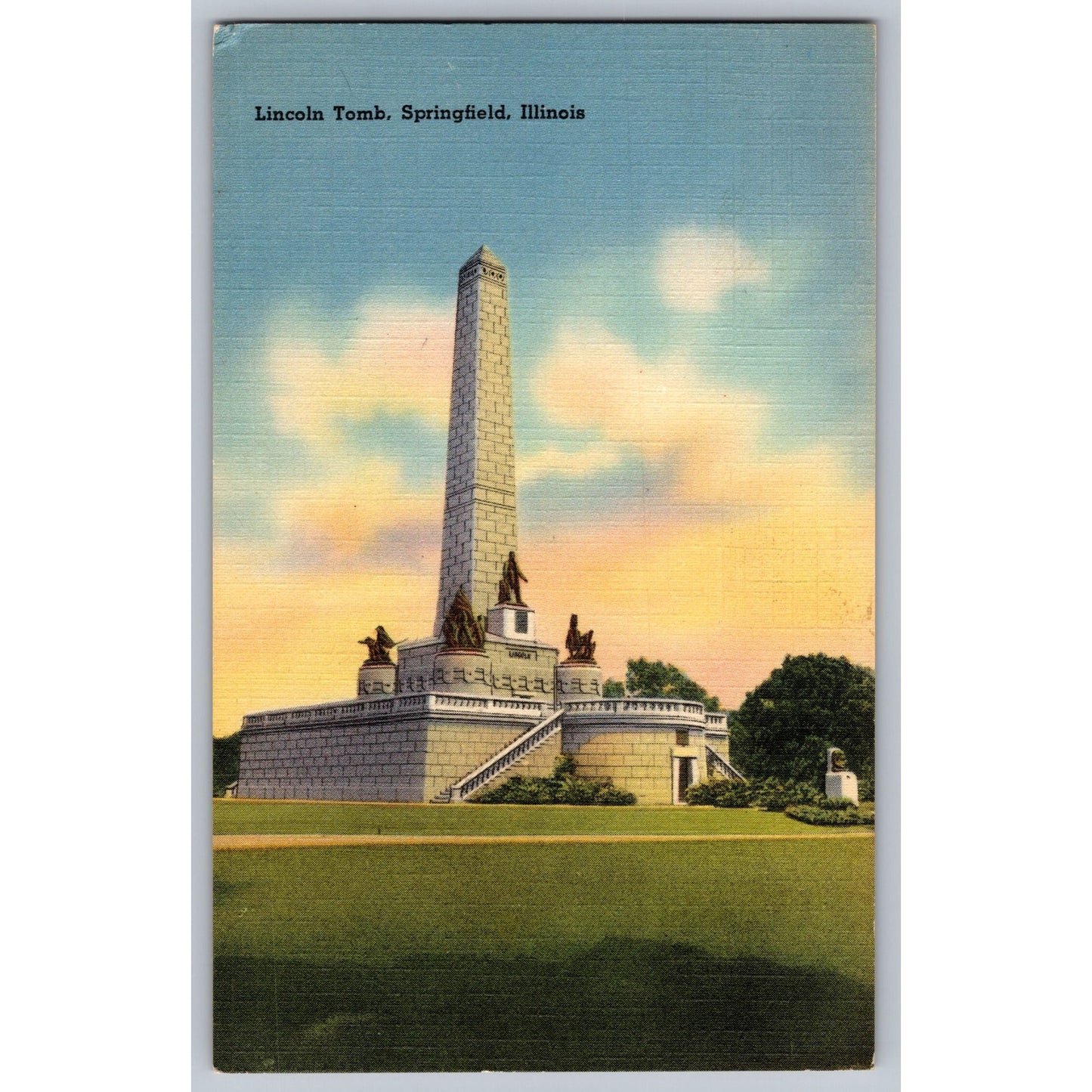 Springfield IL Illinois Lincoln Tomb Linen Postcard Unused